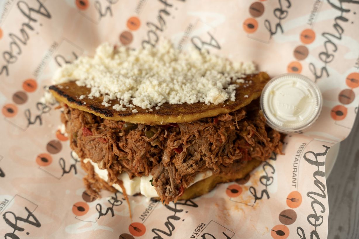 Cachapa  Carne Mechada Queso de Mano at Ajiacos Restaurant in Hallandale Beach, FL 33009 | YourMenu® Online Ordering