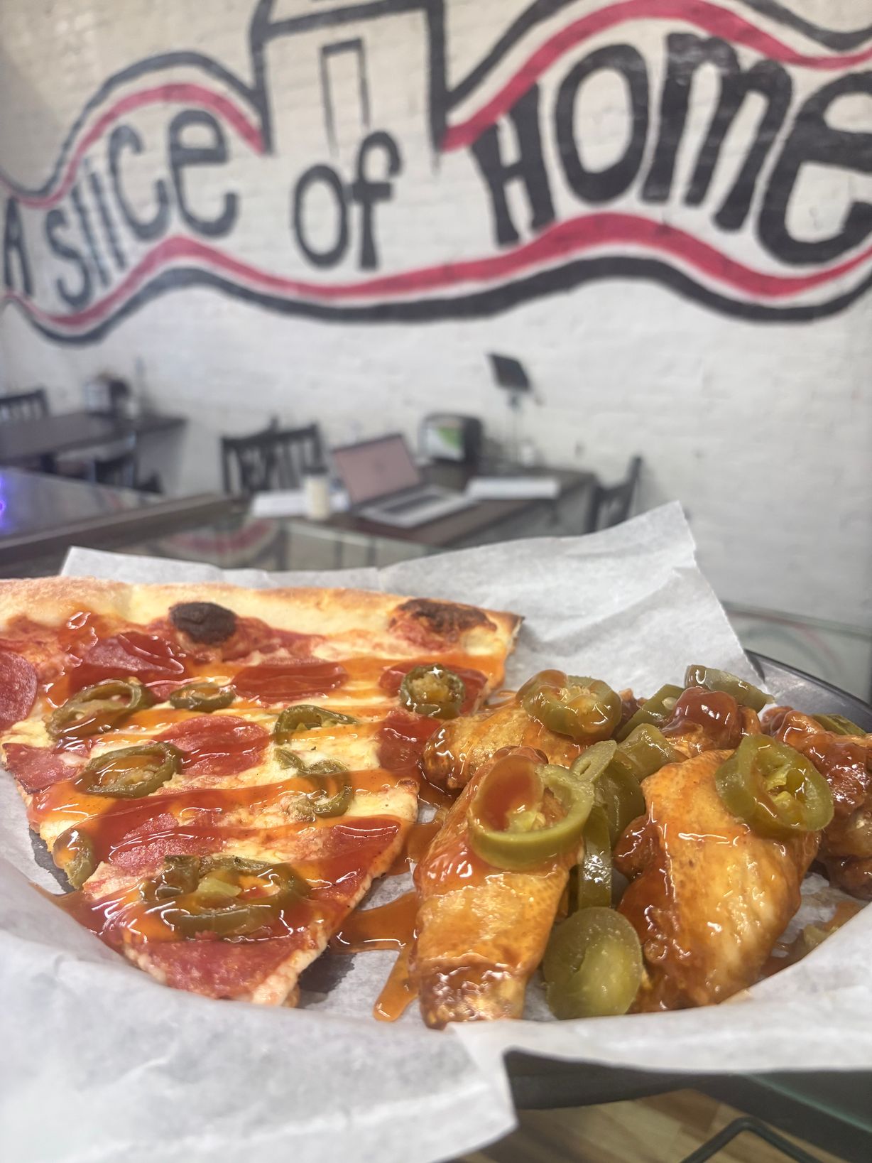"I'll Start My Diet Monday" Combo (slice, 5wings) at A Slice of Home Pizzeria in Jamestown, NY 14701 | YourMenu® Online Ordering