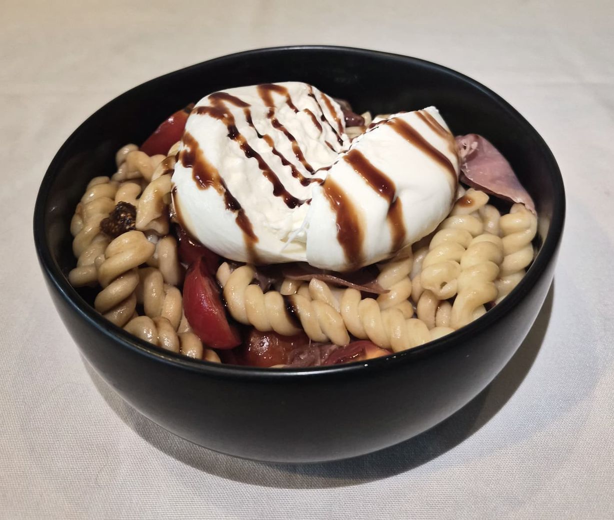 Burrata, Figs, Tomato and Prosciutto Pasta Salad at La Fraiche Pasta Box in Miami, FL 33137 | YourMenu® Online Ordering