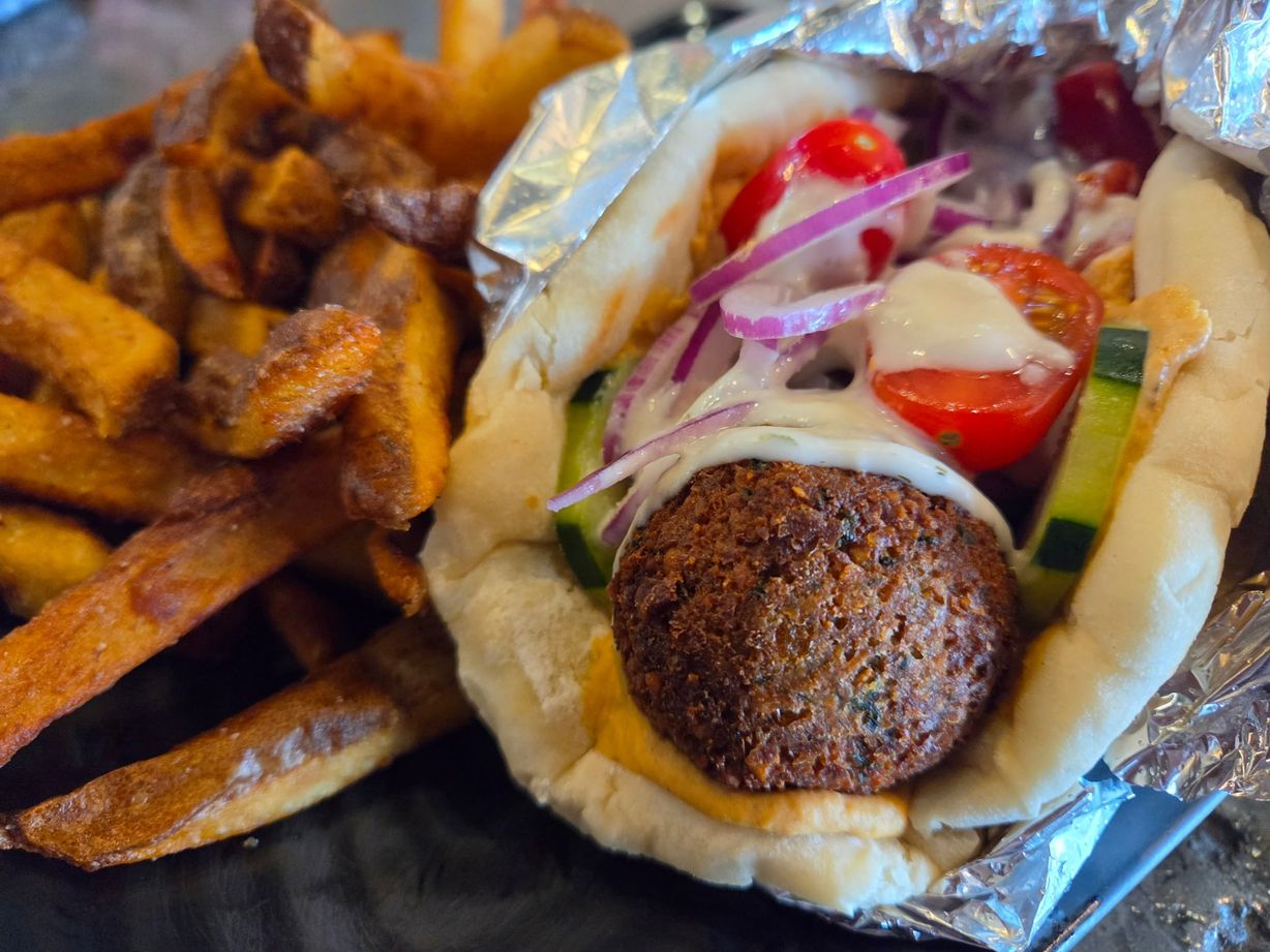 Mediterranean Falafel Pita Wrap at The Exchange in Colorado Springs, CO 80903 | YourMenu® Online Ordering