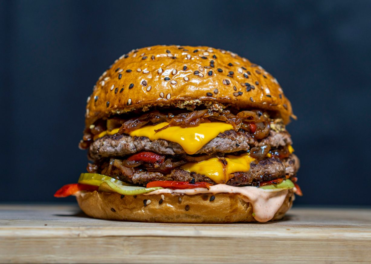 Double Burger Deluxe at Greek Streak Cafe in Mt. Juliet, TN 37122 | YourMenu® Online Ordering