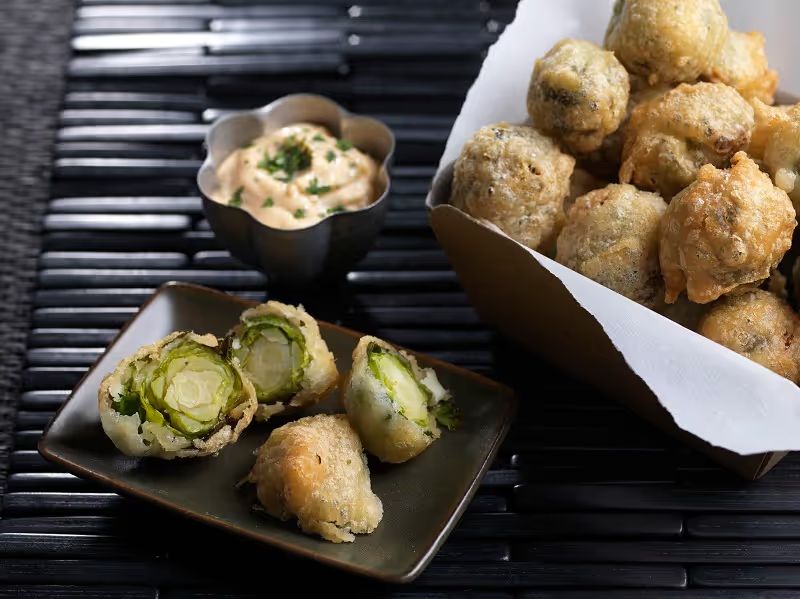 Brussel Sprouts Tempura at Olives Pizza & Grill Indian Cuisine in GAINESVILLE, VA 20155 | YourMenu® Online Ordering