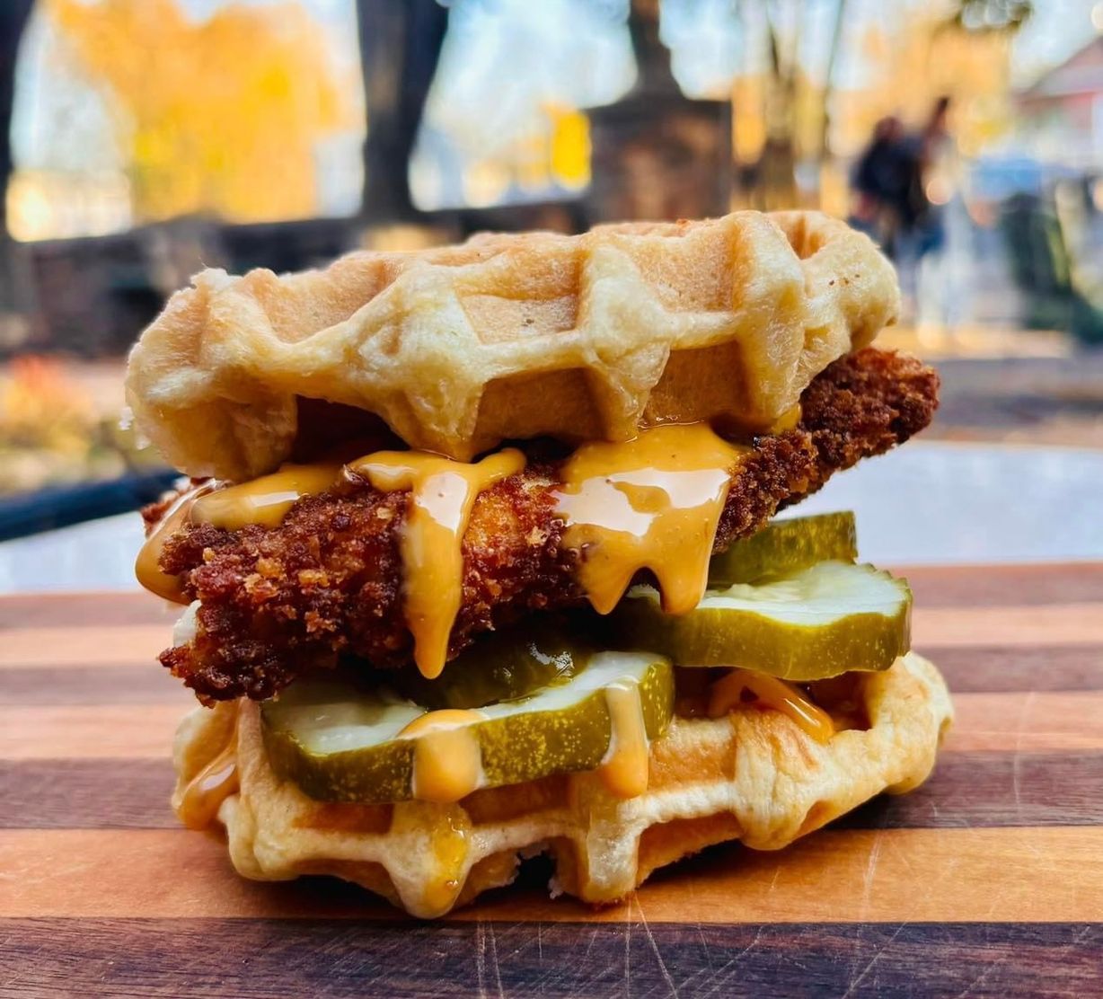 Fear Not But Fear Itself (Waffles & Chicken Sandwich) at Meadowlark Bakery & Cafe in WARMINSTER, PA 18974 | YourMenu® Online Ordering