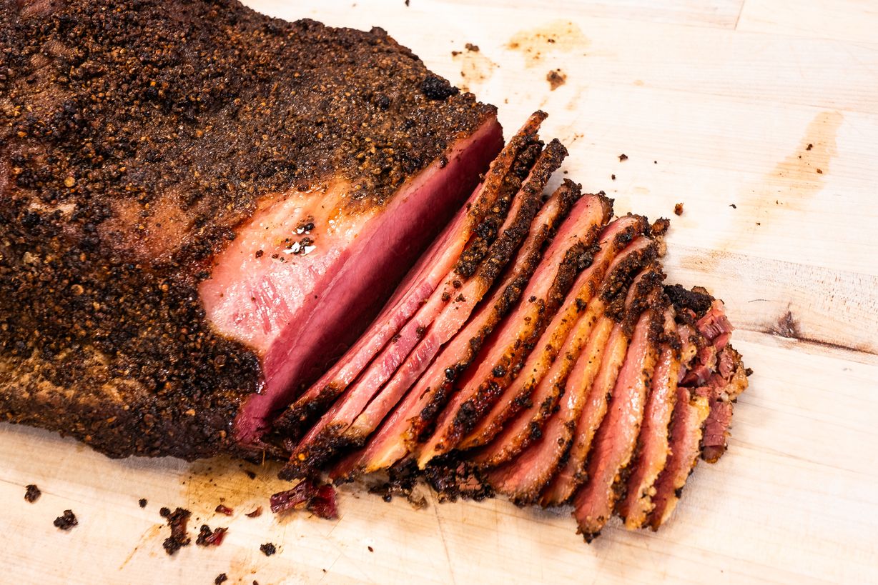 Sliced Smoked Pastrami Platter at Blowin' Smoke BBQ @ Prime Time Butcher in WOODBURY, NY 11797 | YourMenu® Online Ordering