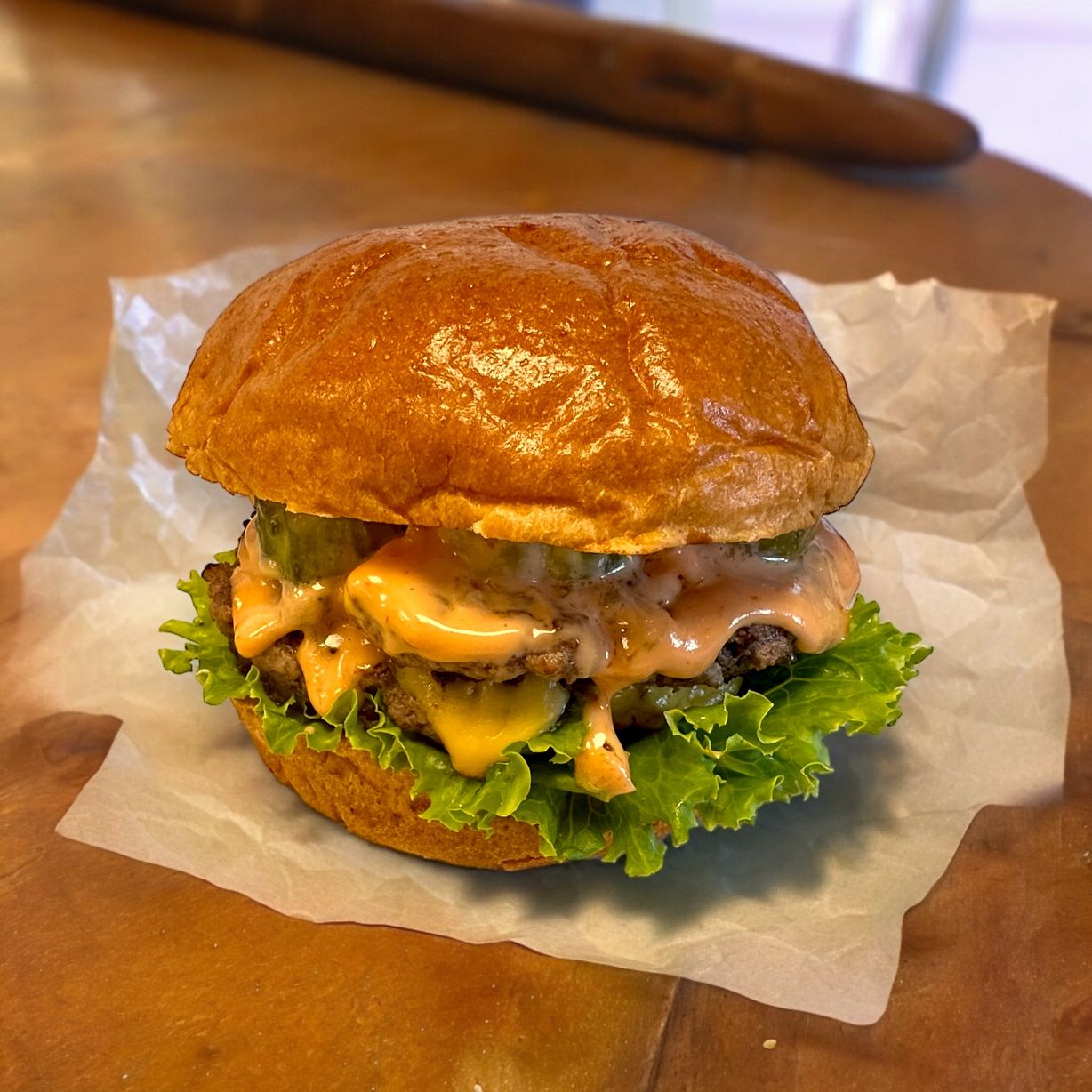 Single Smash Burger at Blowin' Smoke BBQ @ Prime Time Butcher in WOODBURY, NY 11797 | YourMenu® Online Ordering