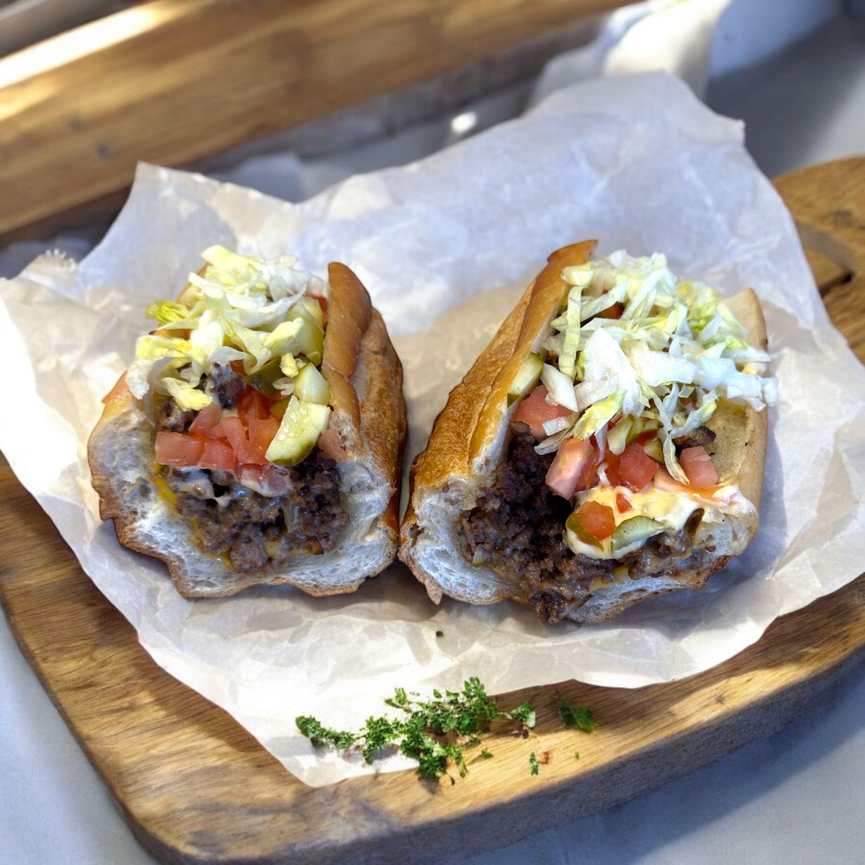 Chopped Philly Cheeseburger at Blowin' Smoke BBQ @ Prime Time Butcher in WOODBURY, NY 11797 | YourMenu® Online Ordering