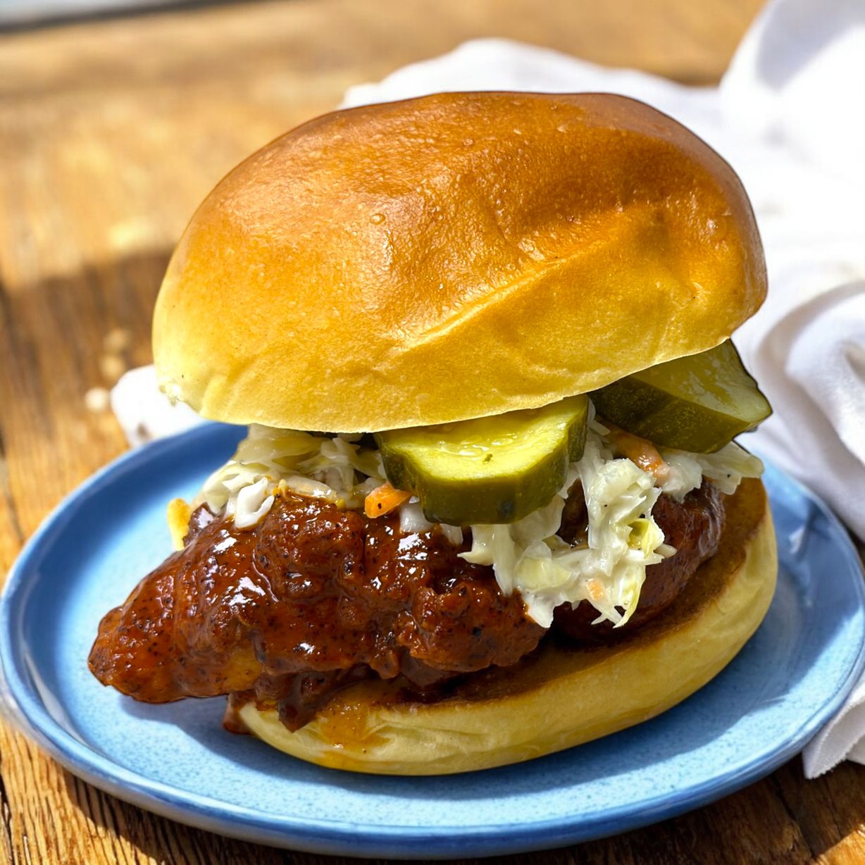 Nashville Hot Fried Chicken Sandwich at Blowin' Smoke BBQ @ Prime Time Butcher in WOODBURY, NY 11797 | YourMenu® Online Ordering