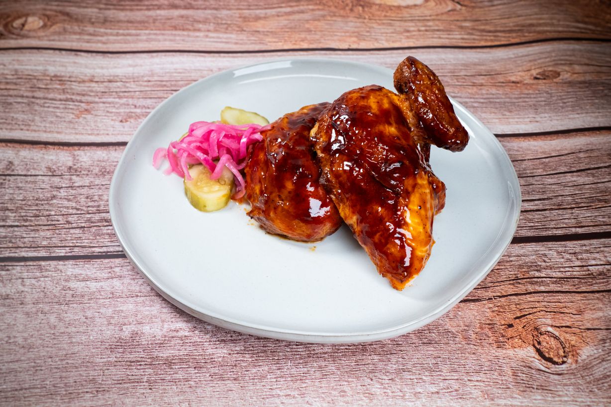 1/2 BBQ Chicken at Blowin' Smoke BBQ @ Prime Time Butcher in WOODBURY, NY 11797 | YourMenu® Online Ordering