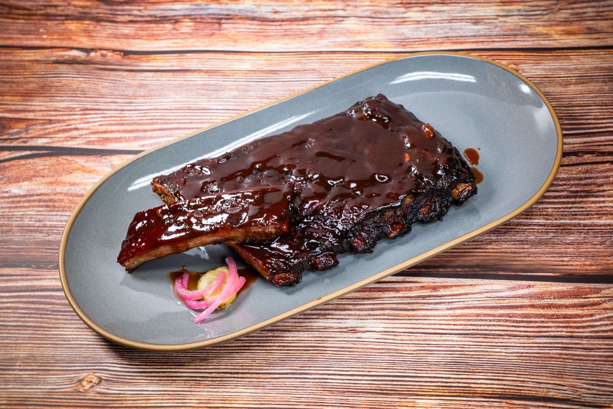 1/2 Rack St. Louis Ribs Platter at Blowin' Smoke BBQ @ Prime Time Butcher in WOODBURY, NY 11797 | YourMenu® Online Ordering