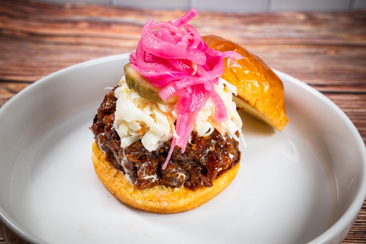 Shredded Brisket Sandwich at Blowin' Smoke BBQ @ Prime Time Butcher in WOODBURY, NY 11797 | YourMenu® Online Ordering