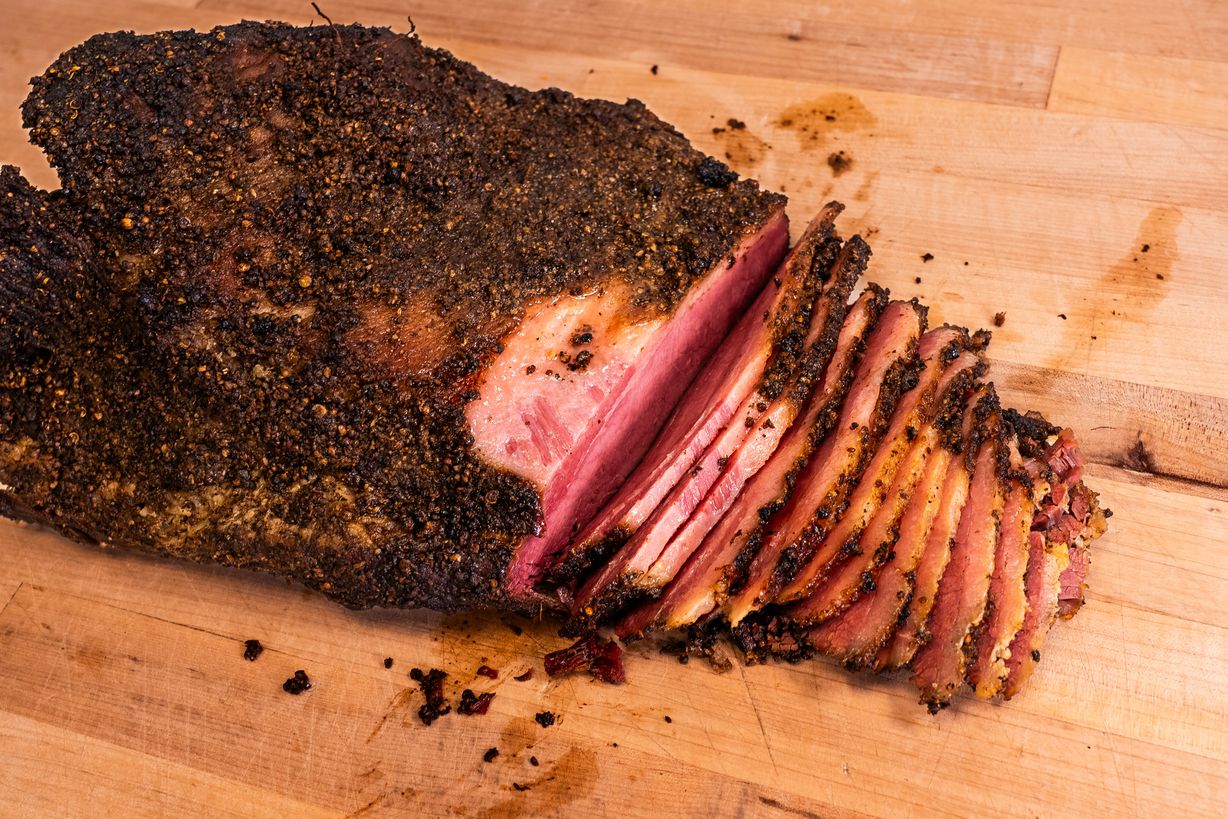 Sliced Pastrami By The 1/2 Pound at Blowin' Smoke BBQ @ Prime Time Butcher in WOODBURY, NY 11797 | YourMenu® Online Ordering