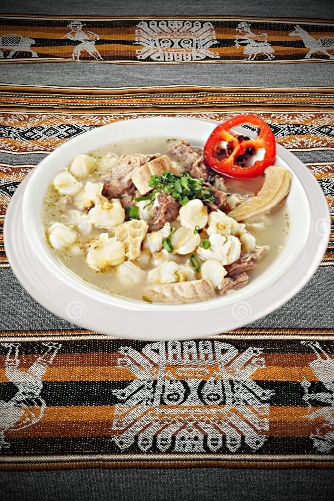 Caldo De Mote at La Caleta Peruvian Restaurant in Gaithersburg, MD 20877 | YourMenu® Online Ordering