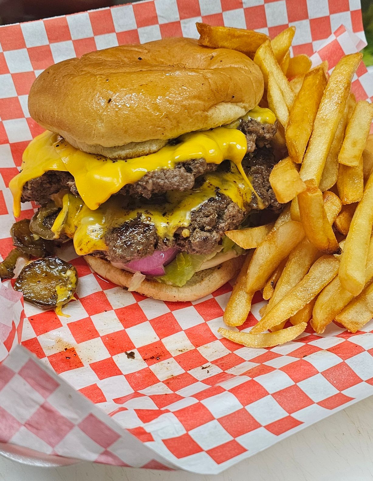 Double Cheeseburger at BIG BOIS CHICKEN N WAFFLES in Mesquite, TX 75150 | YourMenu® Online Ordering