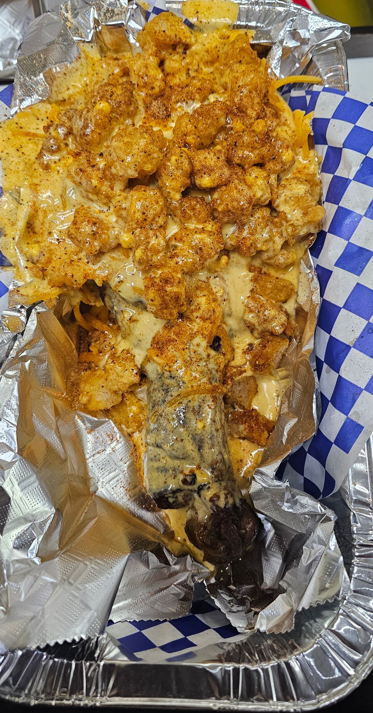 Turkey Leg Cajun Shrimp & cheese at BIG BOIS CHICKEN N WAFFLES in Mesquite, TX 75150 | YourMenu® Online Ordering