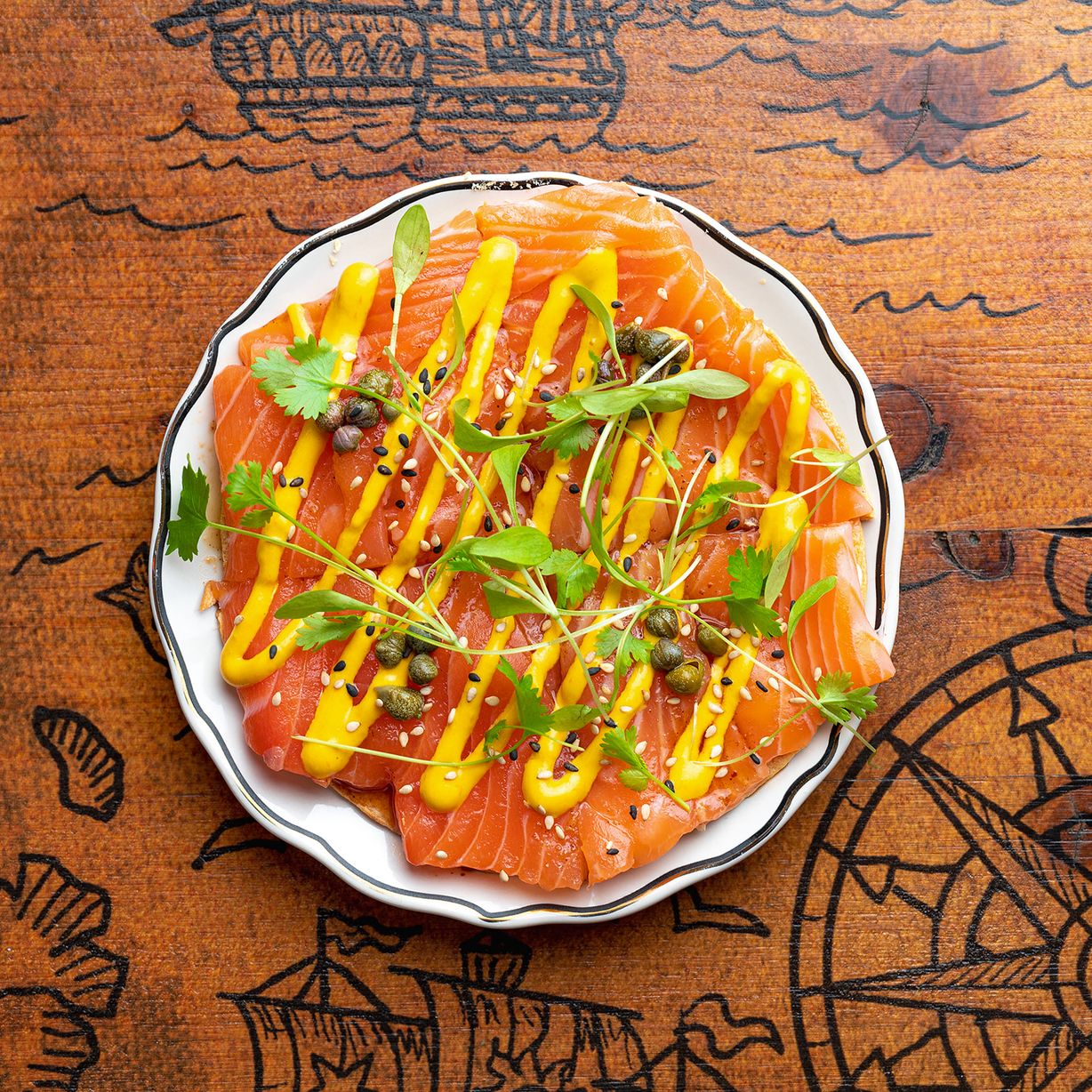 Salmon Pizza at Kraken Crudo in Miami, FL 33137 | YourMenu® Online Ordering
