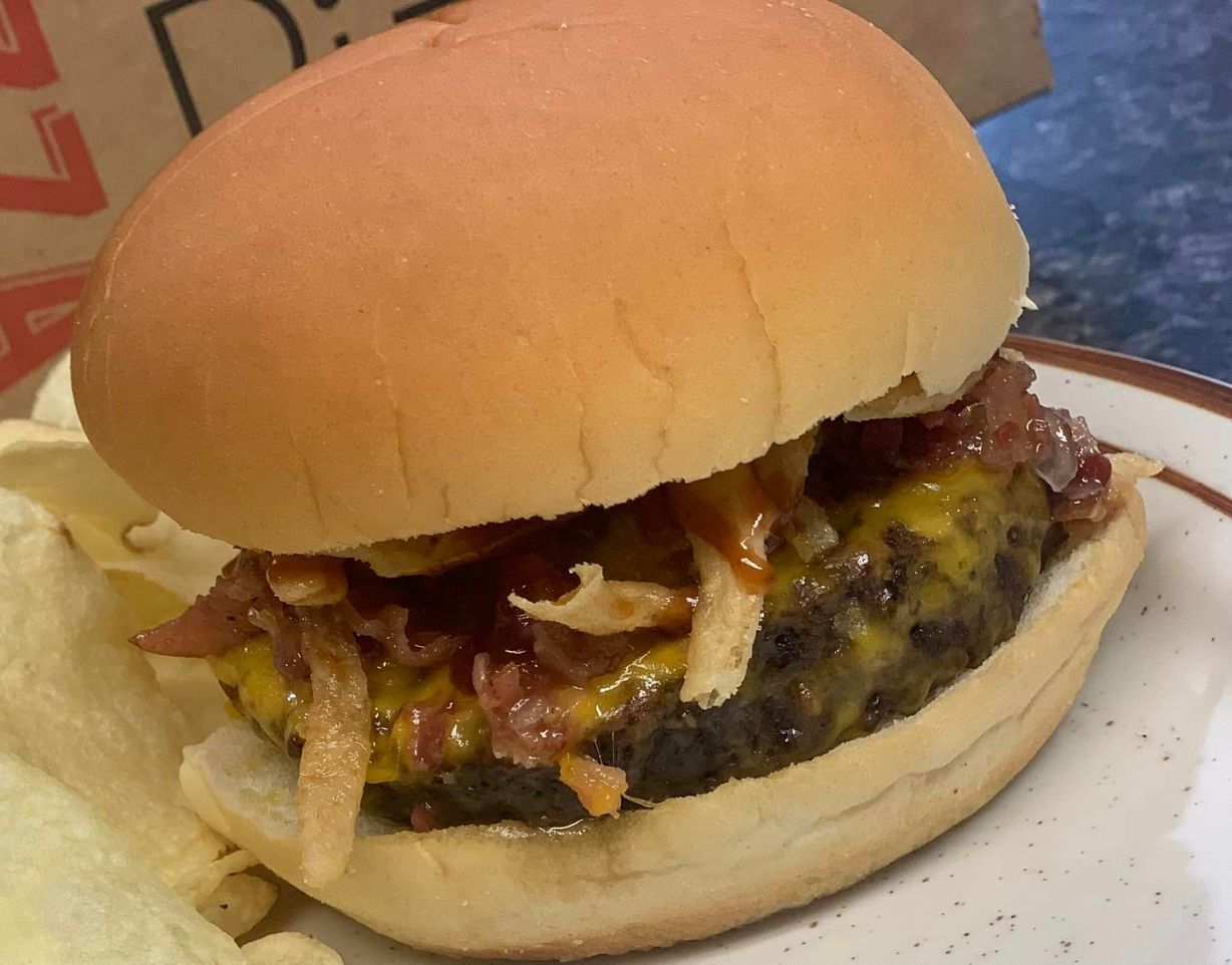Cowboy Burger W/ Bacon,Cheddar, Onion Straws & BBQ  at Scicchitano's Buono Pizza & Catering in KULPMONT, PA 17834 | YourMenu® Online Ordering