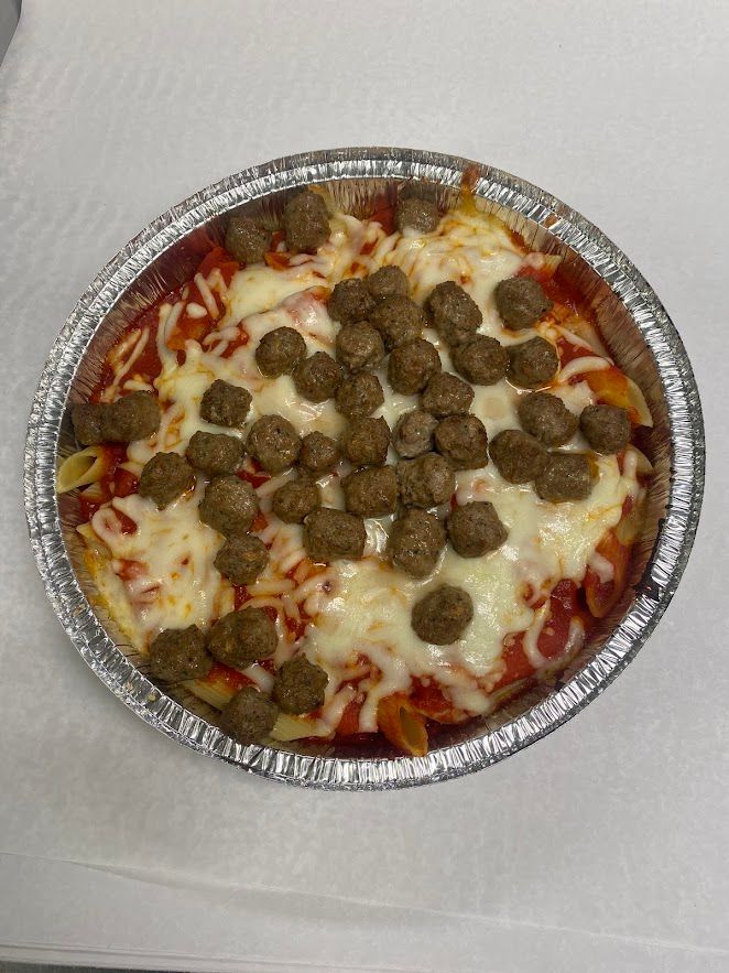 Baked Penne w/Little Meatballs & Cheese  at Scicchitano's Buono Pizza & Catering in KULPMONT, PA 17834 | YourMenu® Online Ordering
