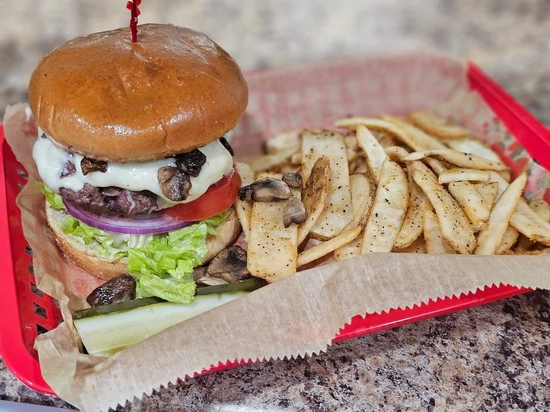 Mushroom Swiss Burger at JERSEY HUSTLE GATLINBURG in Gatlinburg, TN 37738-5656 | YourMenu® Online Ordering