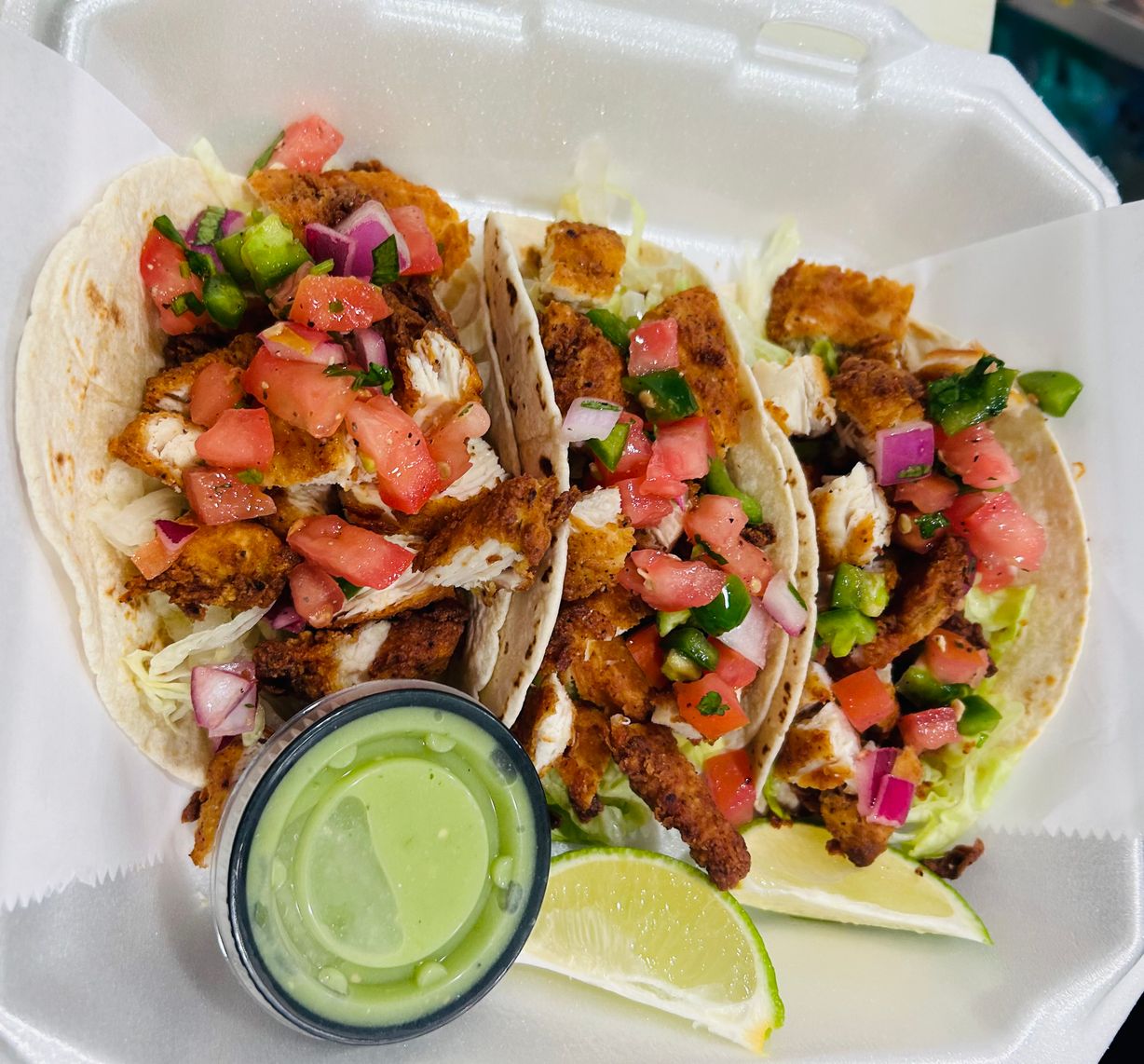 Fried chicken tacos at JD SABOR REAL in Woodstock, GA 30188 | YourMenu® Online Ordering