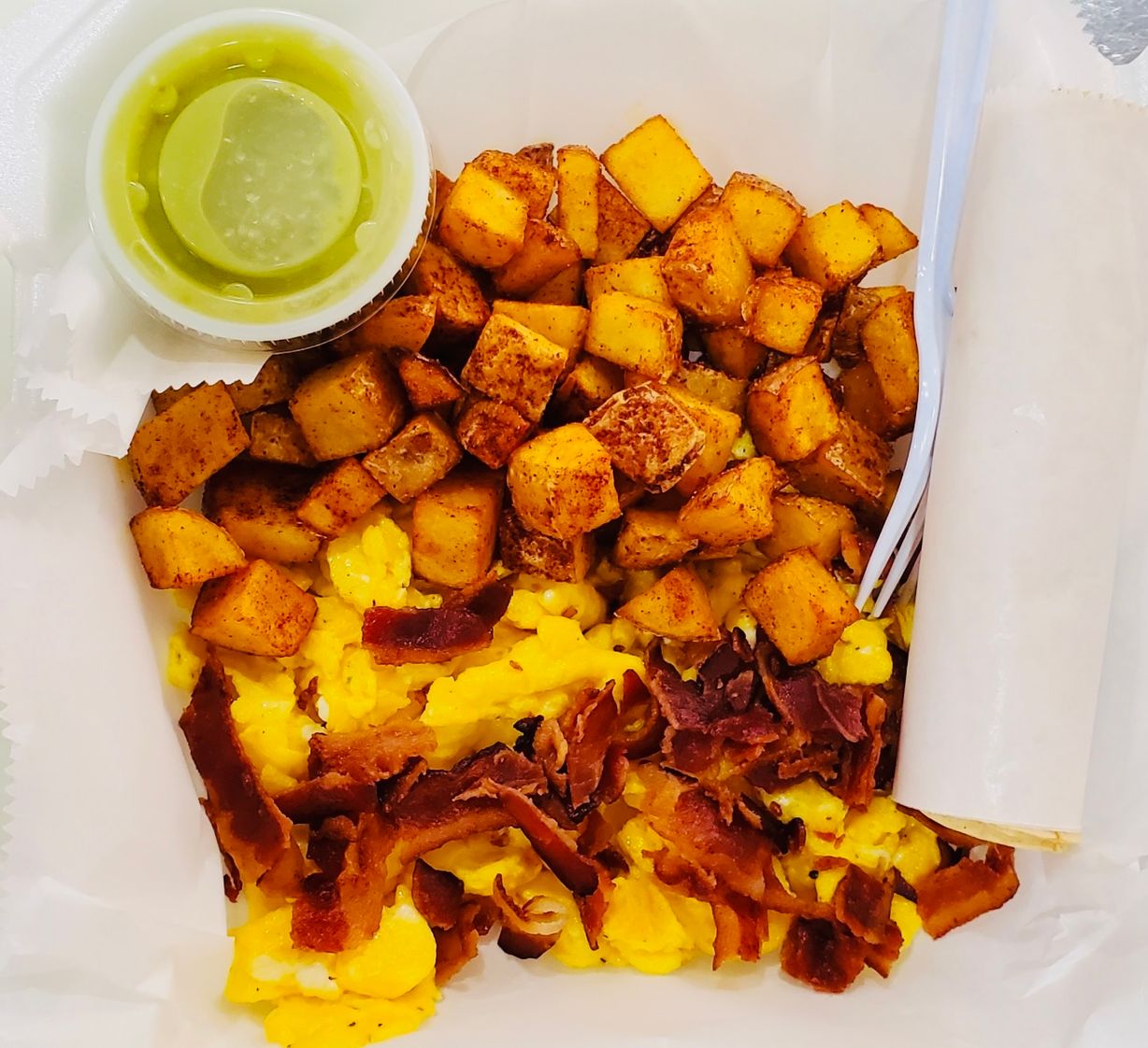 Eggs with Bacon & Tortillas at JD SABOR REAL in Woodstock, GA 30188 | YourMenu® Online Ordering