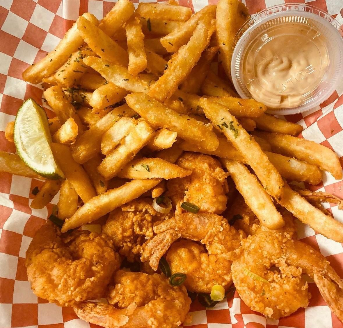 Fried Shrimp With Fries at Bon Bagay Restaurant in Miami, FL 33161 | YourMenu® Online Ordering