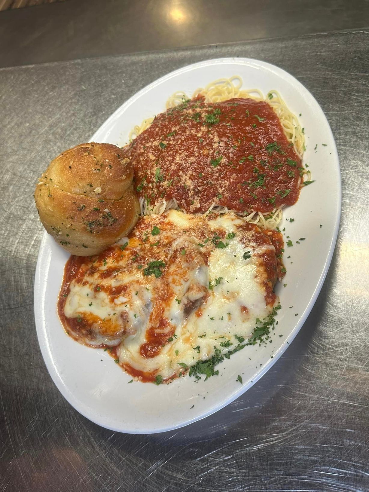 Parmesan w/ Pasta at JERSEY HUSTLE ON 66 in SEVIERVILLE, TN 378765561 | YourMenu® Online Ordering