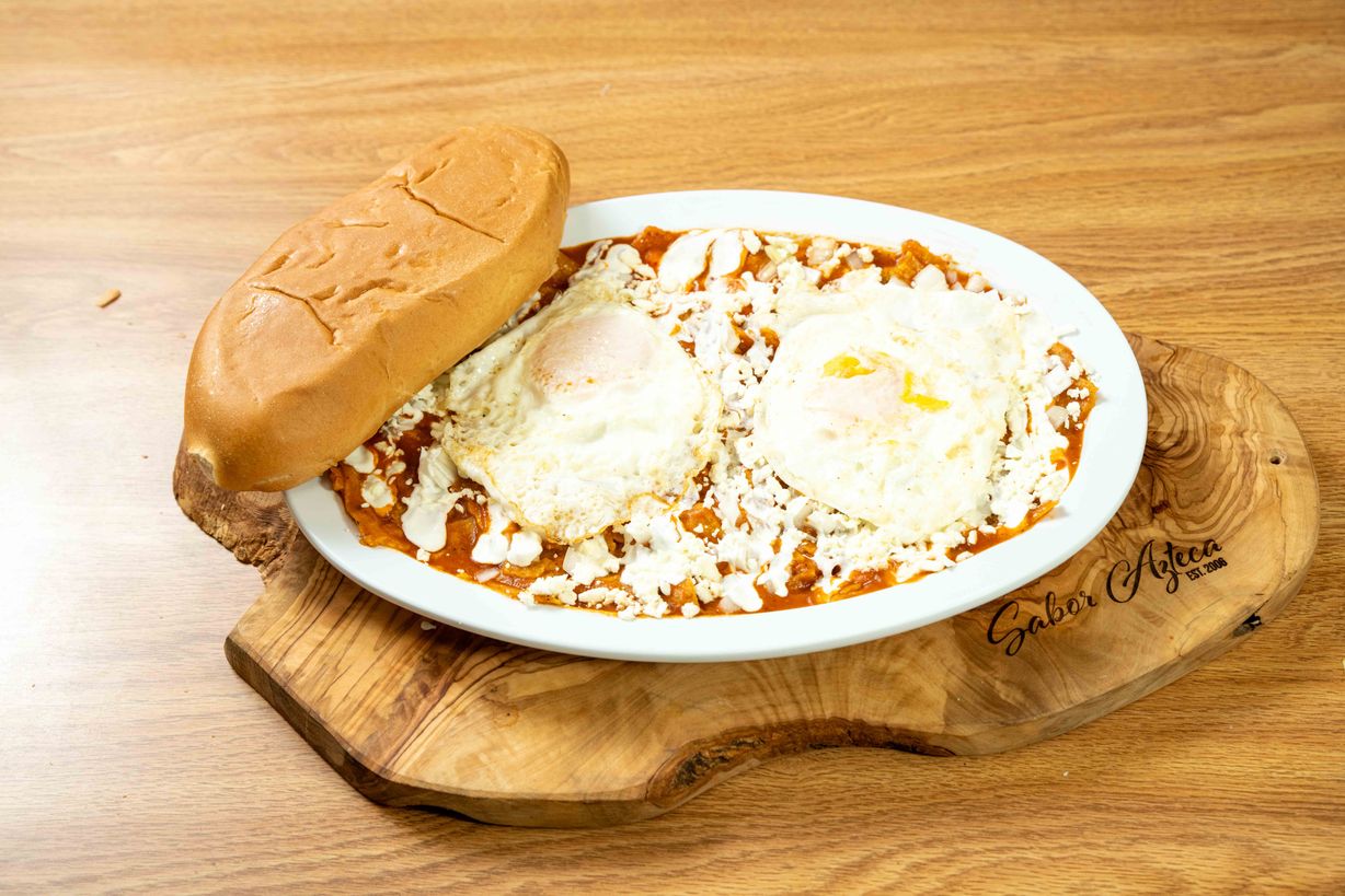 Chilaquiles Rojos at Sabor Azteca Restaurant in Gaithersburg, MD 20877 | YourMenu® Online Ordering