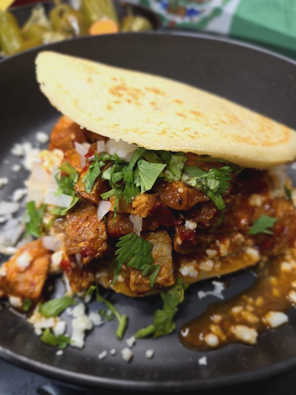 Gordita Chicharron at Cilantro Mexven in Fort Myers, FL 33908 | YourMenu® Online Ordering