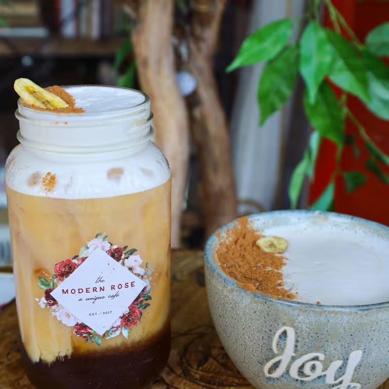 Eva's Banana Chai Latte at The Modern Rose (St. Augustine) in St. Augustine, FL 32084 | YourMenu® Online Ordering
