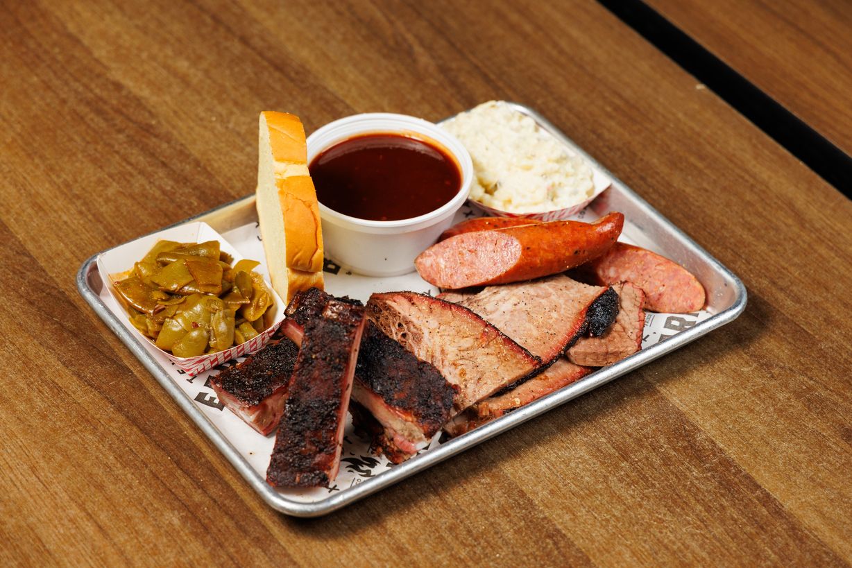 3 Meat Plate at Earnest B's BBQ in Frisco, TX 75033 | YourMenu® Online Ordering