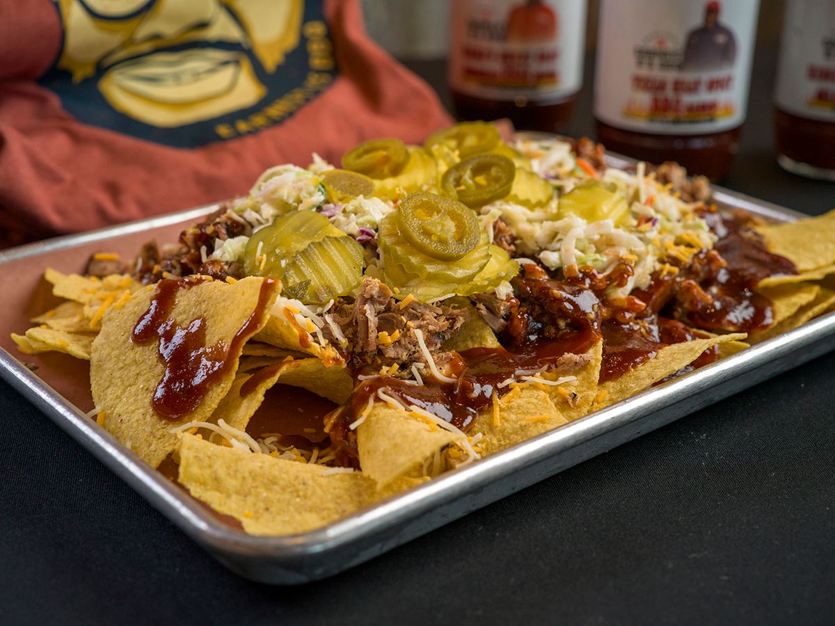 EBBQ Nachos (Brisket, Pork, Chicken) at Earnest B's BBQ in Frisco, TX 75033 | YourMenu® Online Ordering