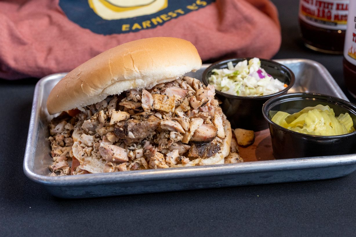 Chopped Smoked Chicken Sandwich at Earnest B's BBQ in Frisco, TX 75033 | YourMenu® Online Ordering