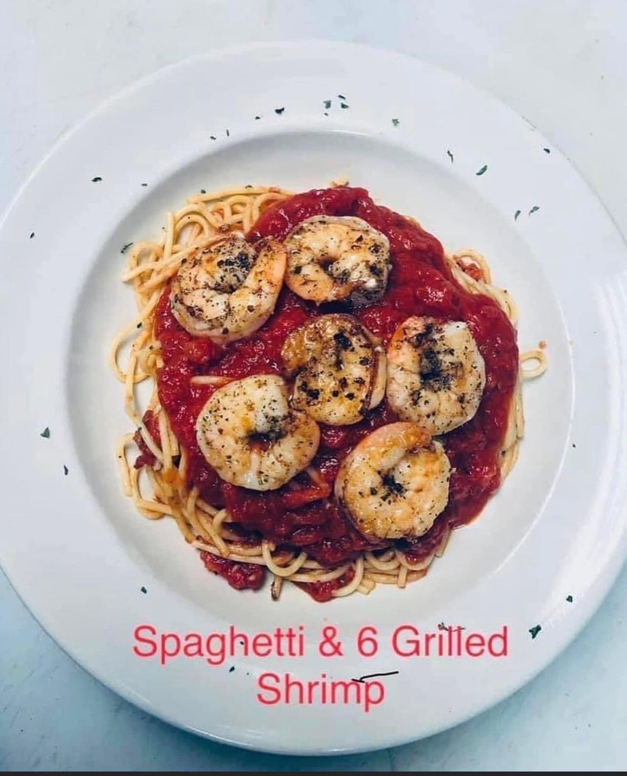 Spaghetti & 6 Grilled Shrimp at Joe's Italian Grill - Pasadena in Pasadena, TX 77505 | YourMenu® Online Ordering