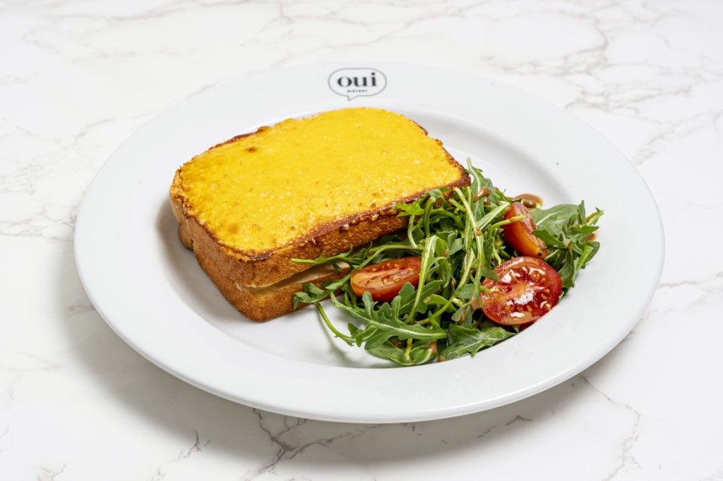 OUI Monsieur (with Aragula Salad) at OUI BISTROT in Miami, FL 33137 | YourMenu® Online Ordering
