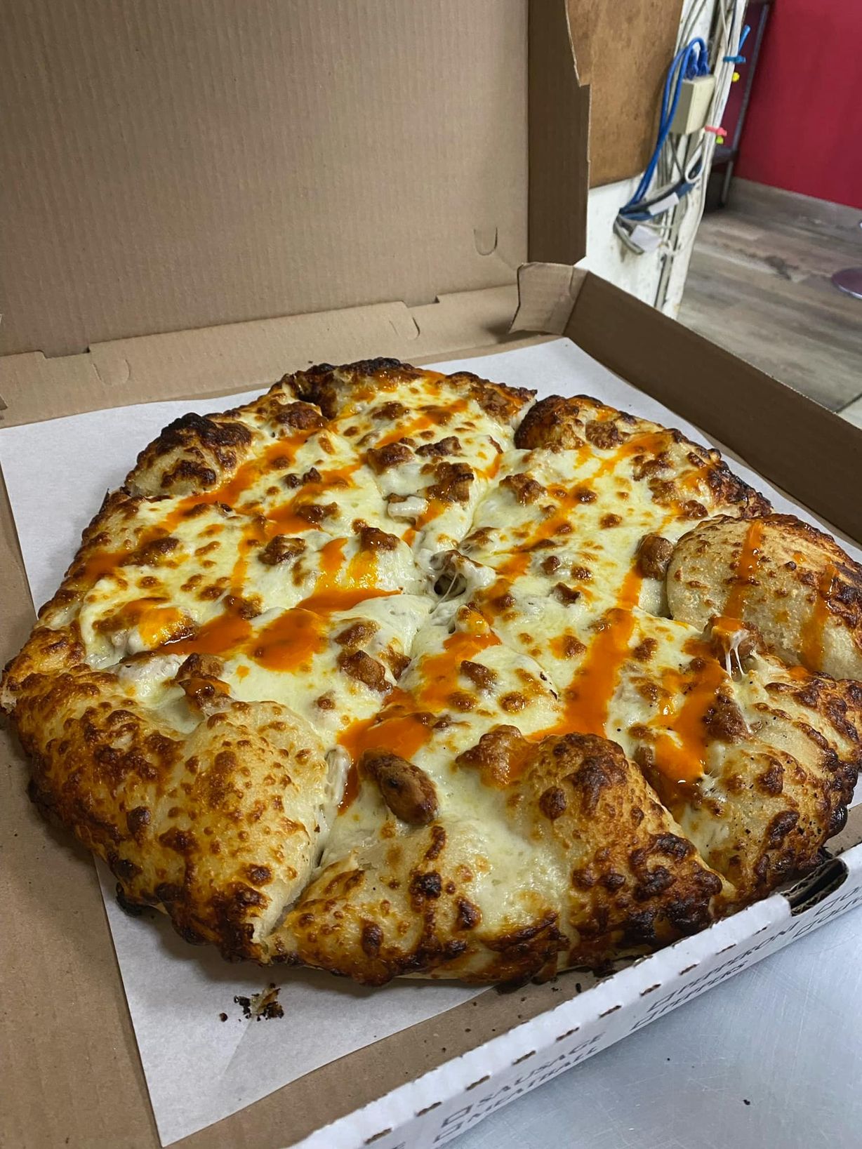 Large Buffalo Chicken Pizza at The Village Pizzeria in East Amherst, NY 14051 | YourMenu® Online Ordering