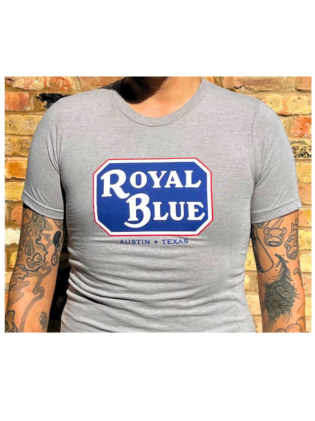 RBG Heather Gray Sign T-Shirt at Royal Blue Grocery Whitley in AUSTIN, TX 78701 | YourMenu® Online Ordering