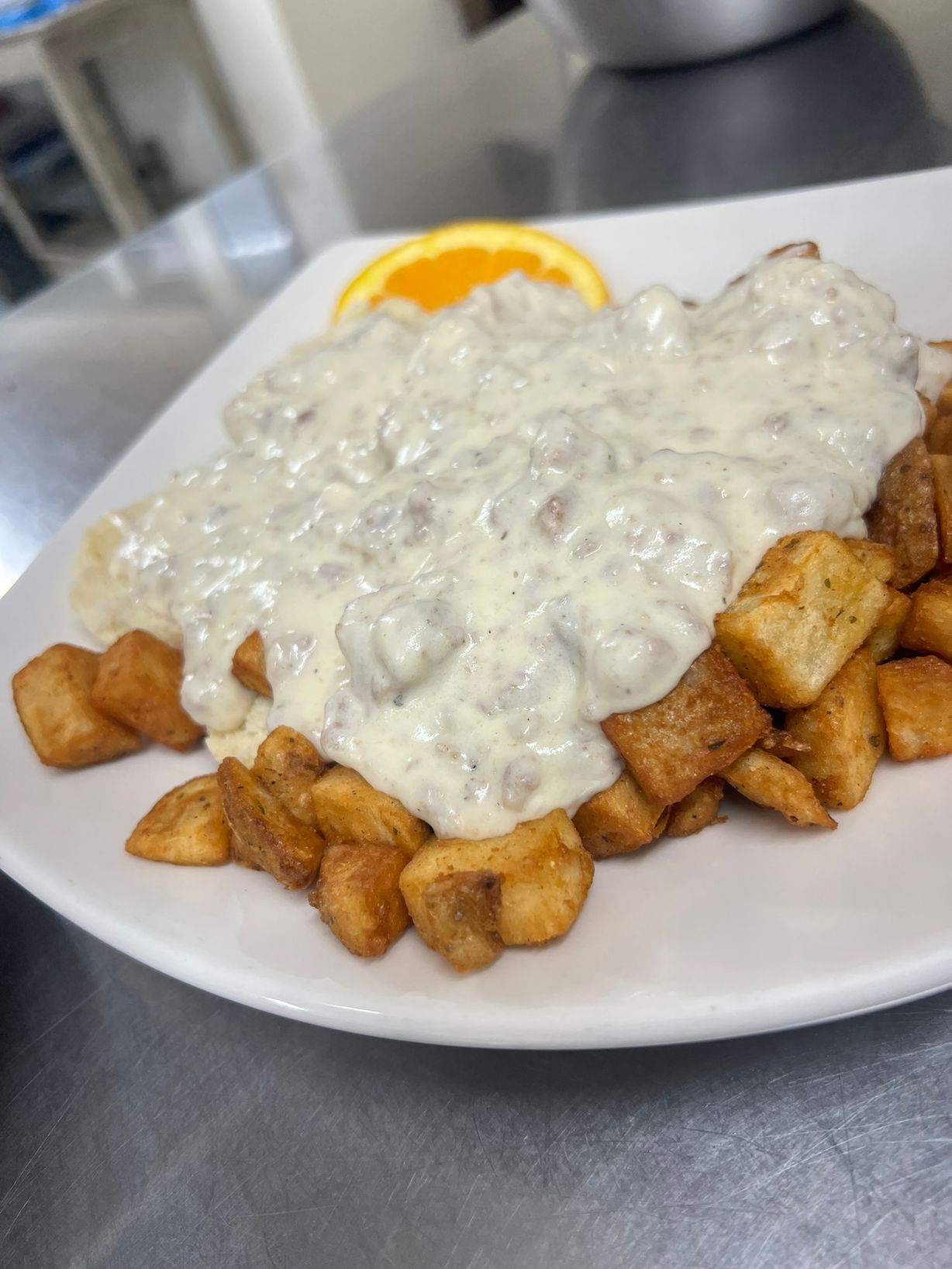 Sausage Gravy Over BIscuits at Hungry Burd in Burdett, NY 14818 | YourMenu® Online Ordering