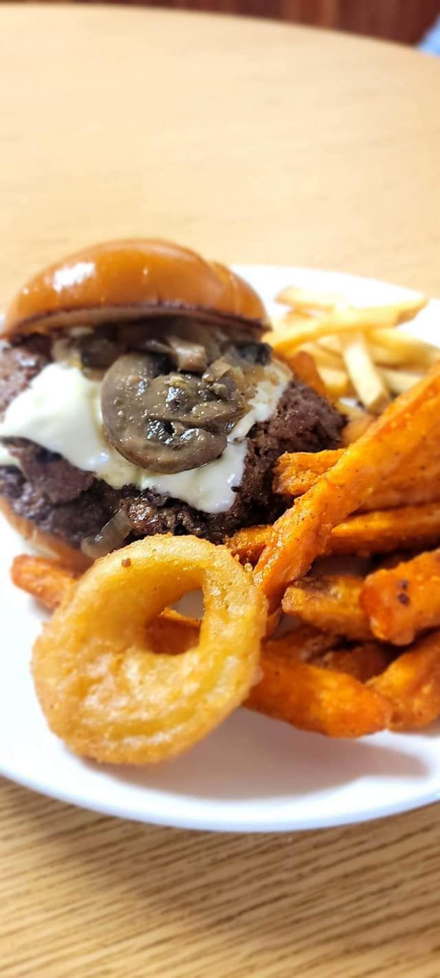 Jr Mushroom Swiss Burger at Platts' Burger in PLATTSBURGH, NY 12901 | YourMenu® Online Ordering