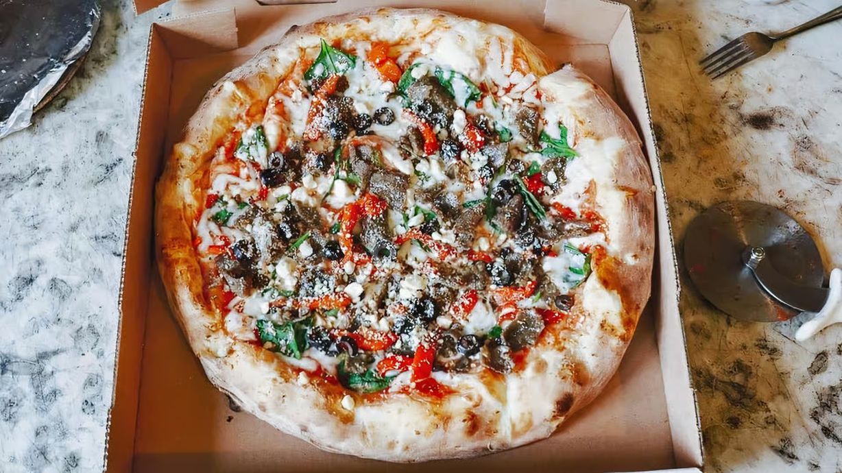 The Greek Pizza (Mega) at OBO Pizza - Waldorf in Waldorf, MD 20602 | YourMenu® Online Ordering
