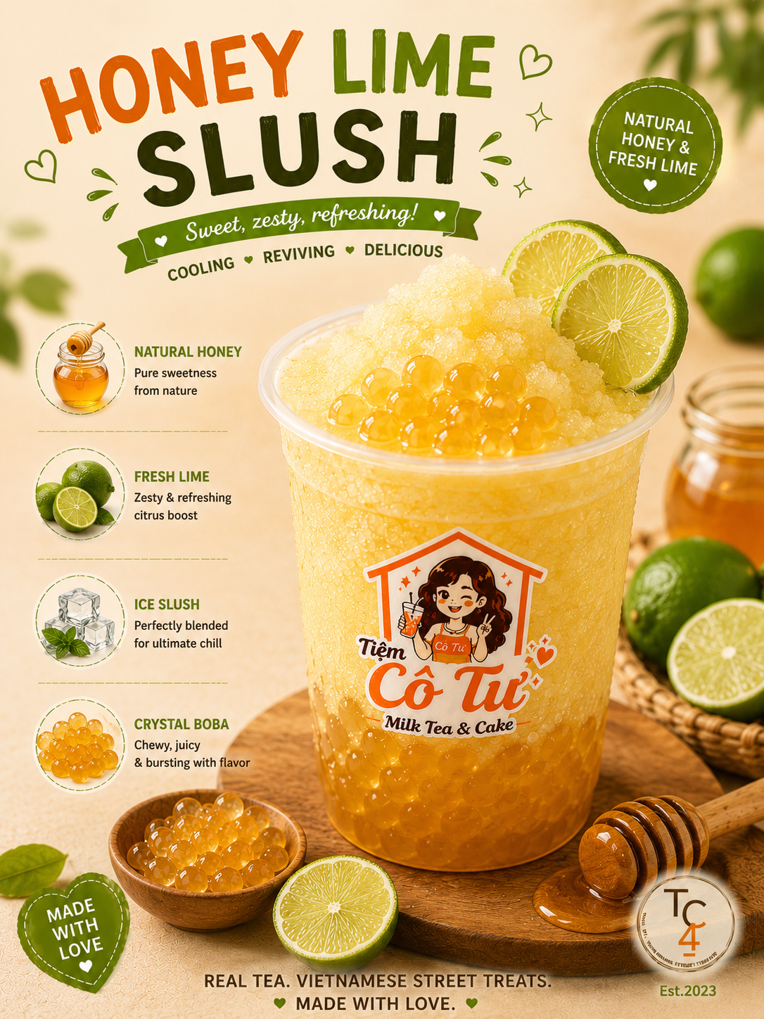Honey Lime Slush at Tiệm Cô Tư (TC4) | Vietnamese Restaurant in Charlotte, NC 28269 | YourMenu® Online Ordering