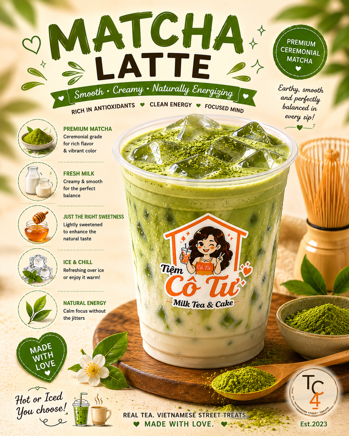 Matcha Latte at Tiệm Cô Tư (TC4) | Vietnamese Restaurant in Charlotte, NC 28269 | YourMenu® Online Ordering