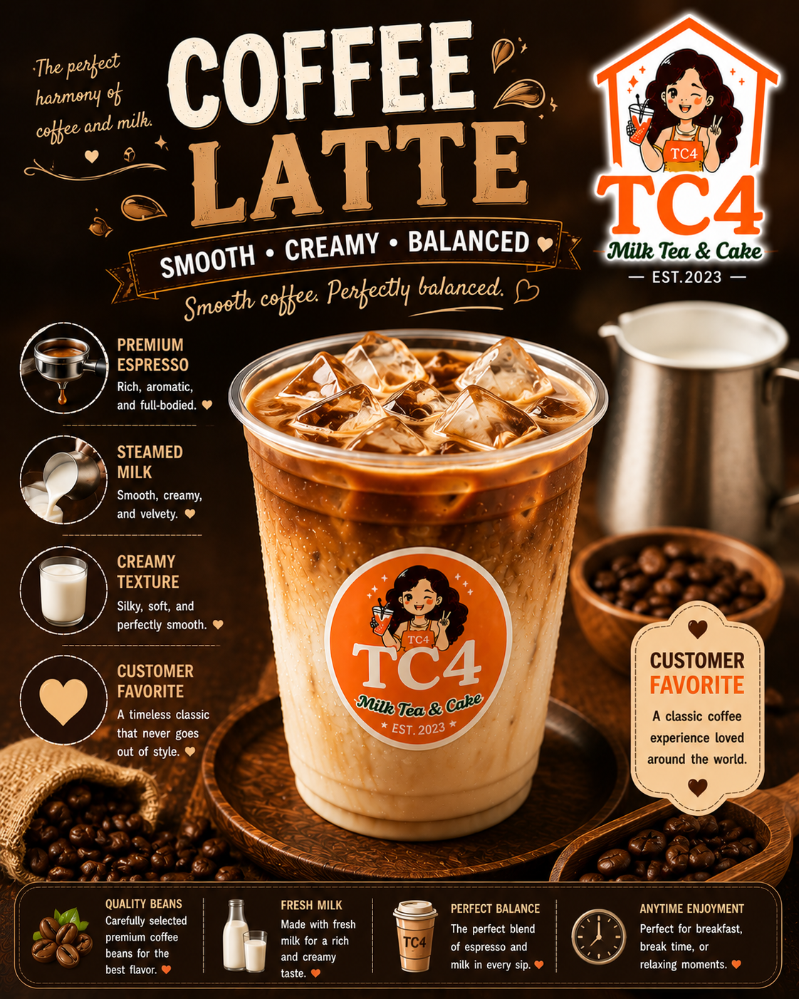 Coffee Latte at Tiệm Cô Tư (TC4) | Vietnamese Restaurant in Charlotte, NC 28269 | YourMenu® Online Ordering