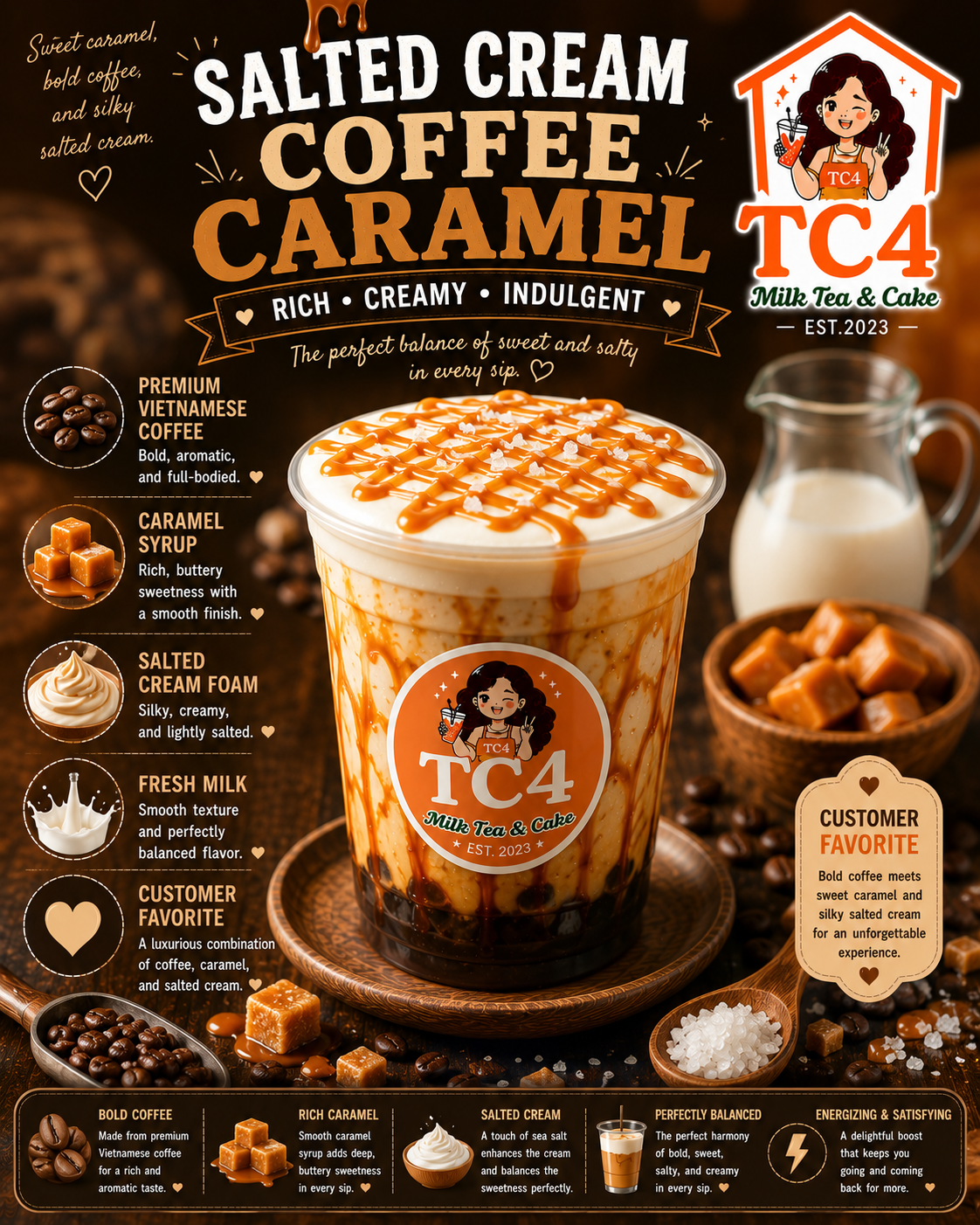 Salted Cream Coffee at Tiệm Cô Tư (TC4) | Vietnamese Restaurant in Charlotte, NC 28269 | YourMenu® Online Ordering