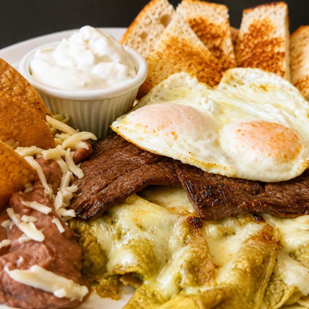 Chilaquiles con carne at Su Taqueria El Rey del Taco in Chicago, IL 60612 | YourMenu® Online Ordering