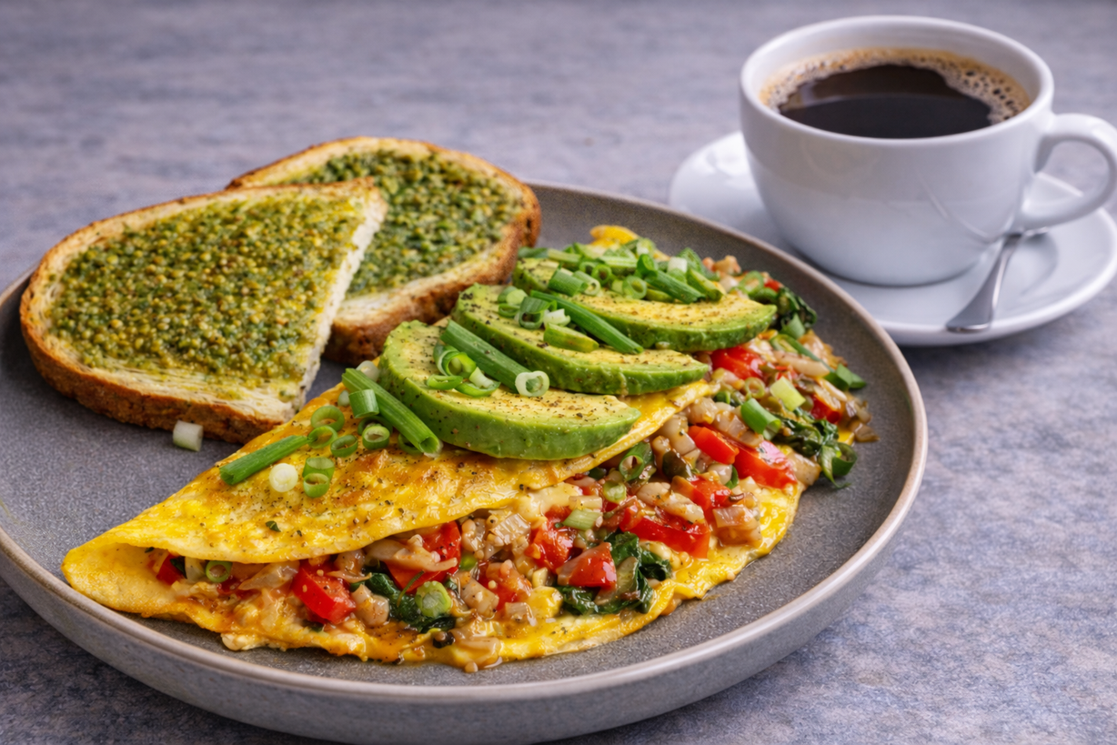 Protein Kickstart Tuesday (Brunch Mood Omelette + Americano) at Gratefuel Cafe in Fort Lauderdale, FL 33308 | YourMenu® Online Ordering