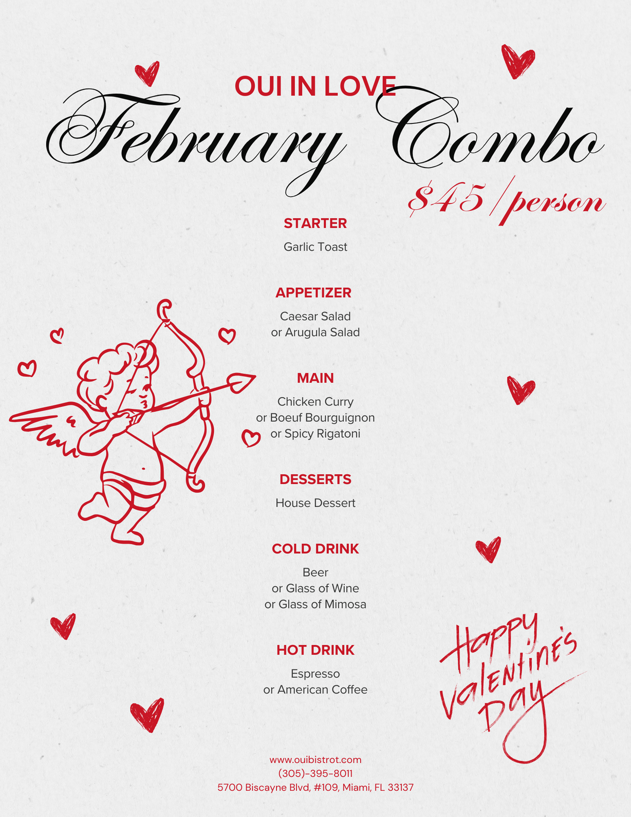 OUI in Love Combo at OUI Bistrot in Miami, FL 33137 | YourMenu® Online Ordering