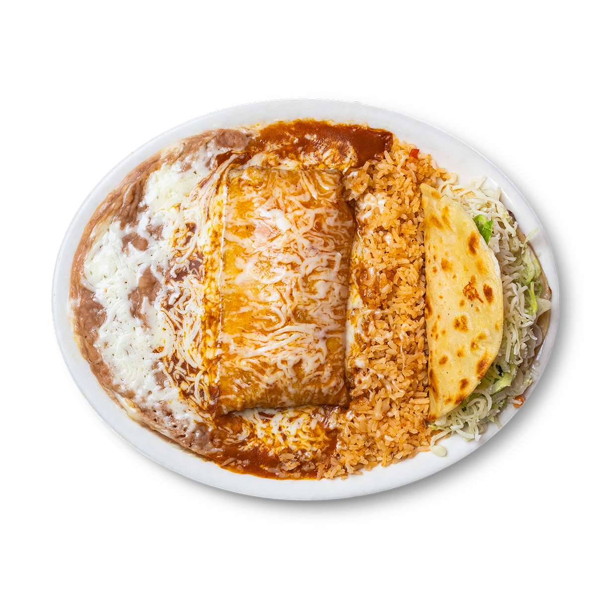 #11 Large Burrito & Taco Plate at Ricardo's Mexican Restaurant in Brigham City, UT 84302-2528 | YourMenu® Online Ordering