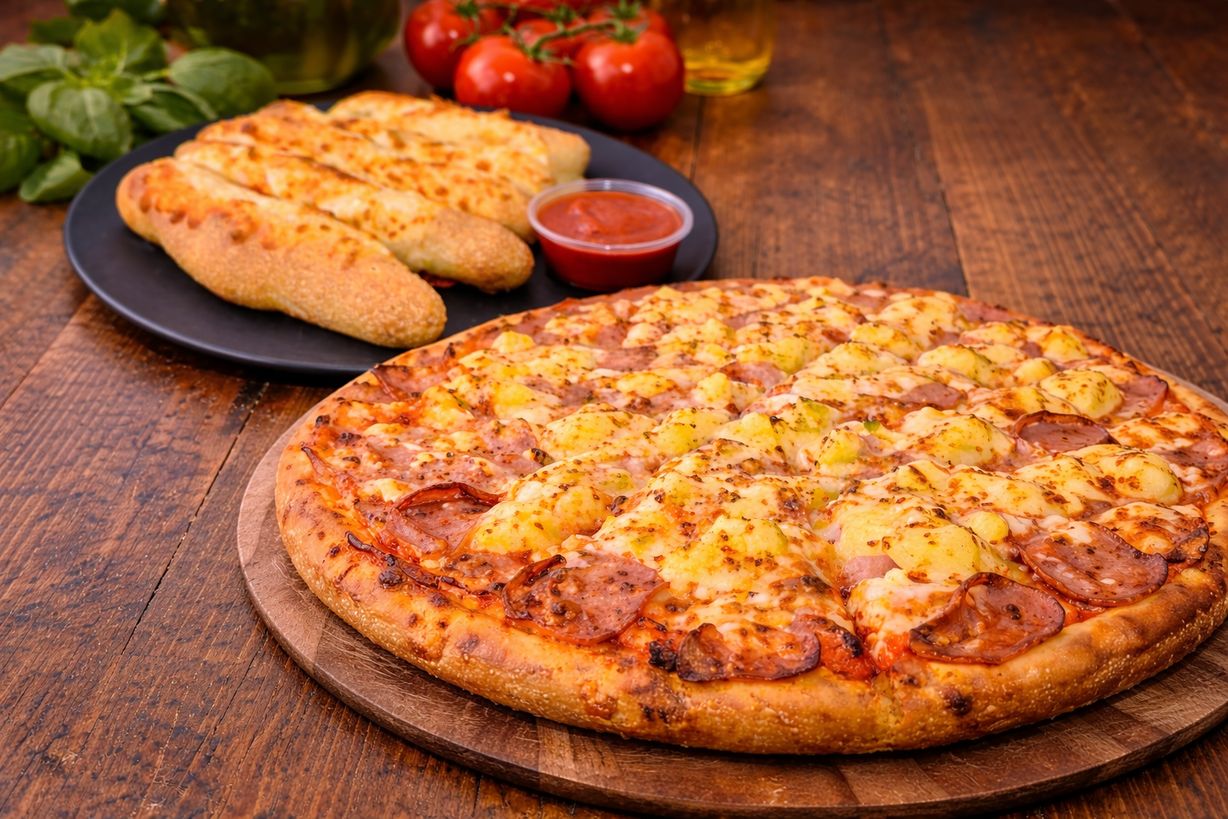 Lg Hawaiian & Cheesesticks at Moxee Pizza in Moxee, WA 98936 | YourMenu® Online Ordering
