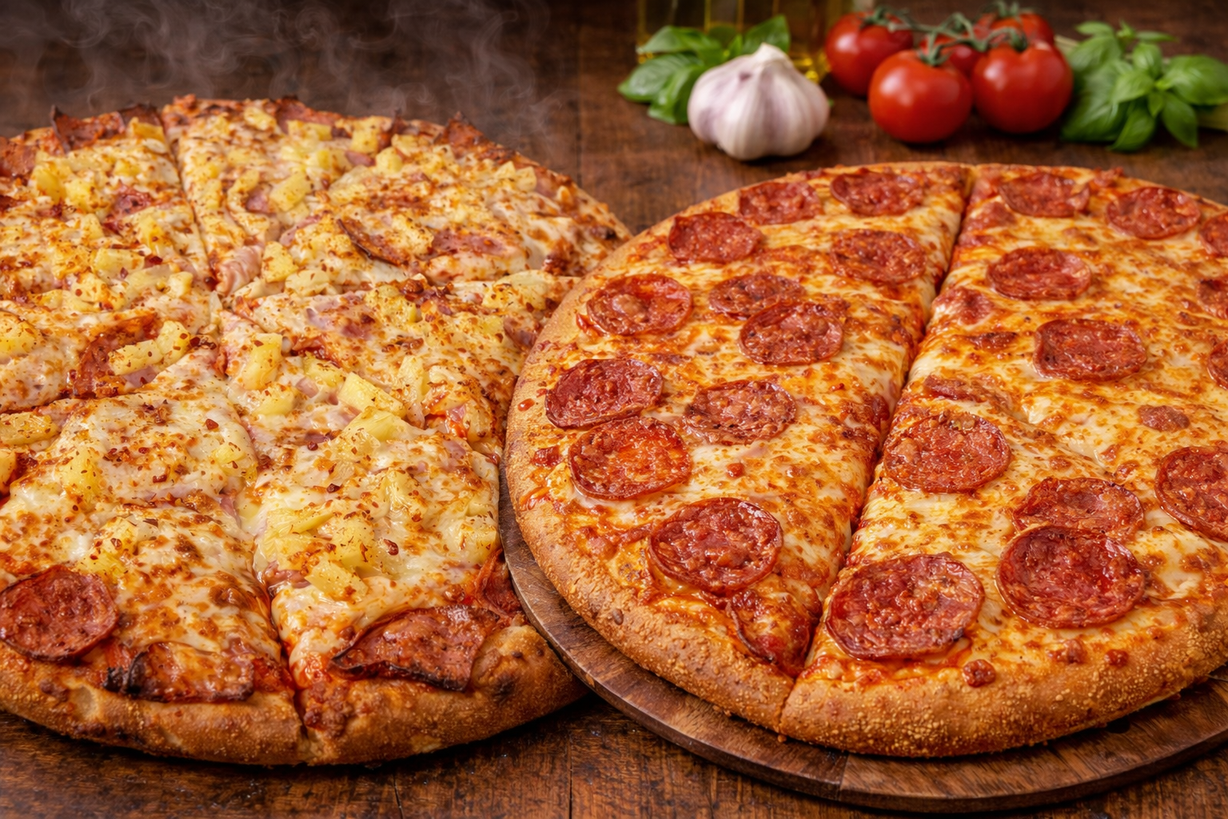 Lg Hawaiian & Lg Pepperoni at Moxee Pizza in Moxee, WA 98936 | YourMenu® Online Ordering