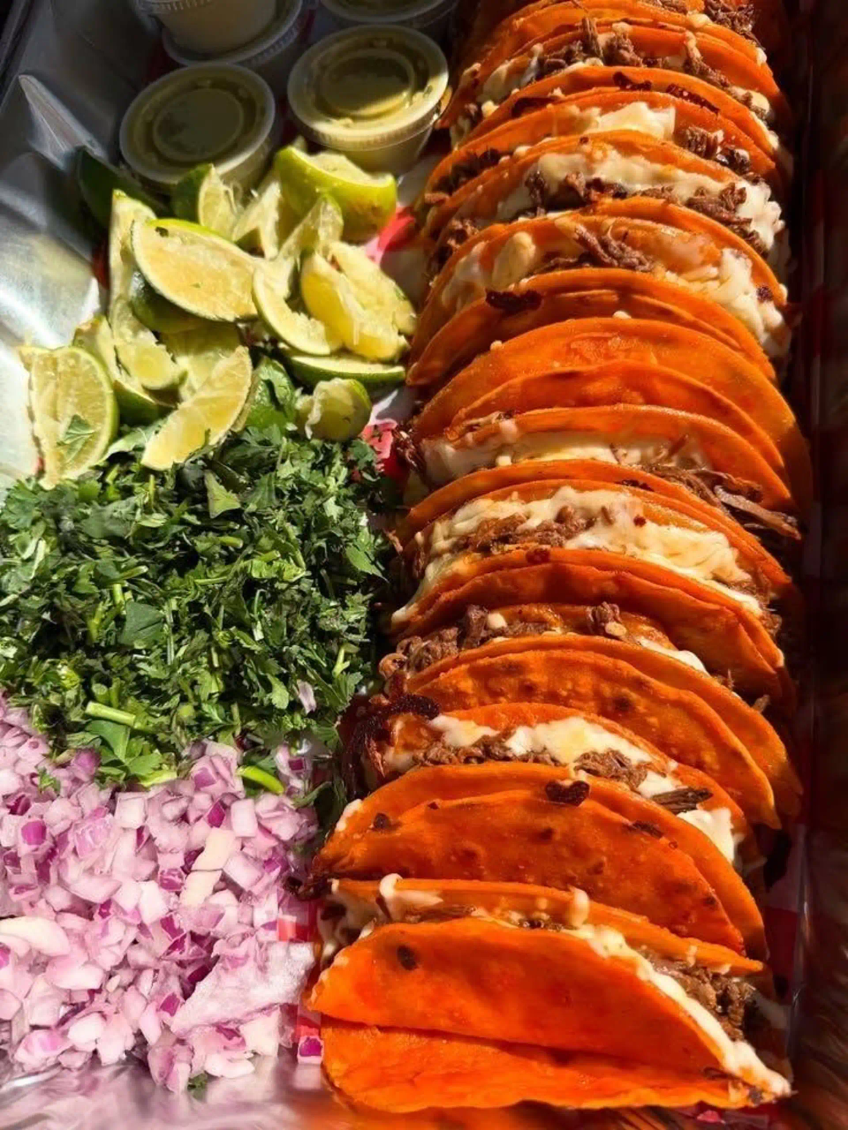 Birria tacos 25 tacos at Taqueria Los Plebes in Gillette, WY 82716 | YourMenu® Online Ordering